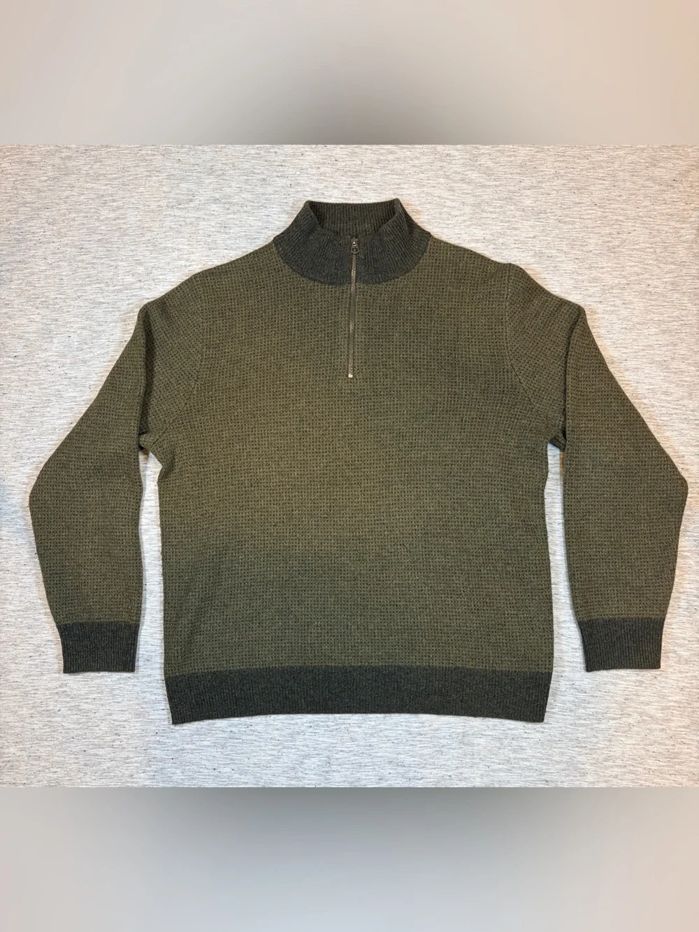 J Crew Mens Rugged Merino Quarter Zip Sweater Green Size XL